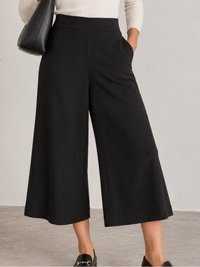 CAMBER & GRACE Black Wide Leg Cropped Pants Pull On Stretch XS